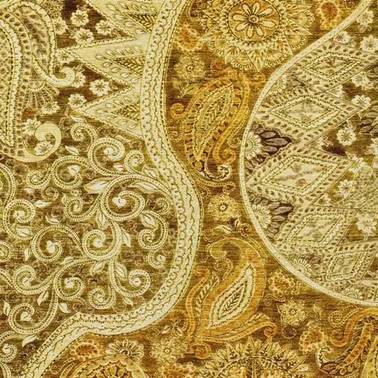 Terra Cotta Brown And Gold Floral Medallion Washable Indoor Outdoor Area Rug Photo 5