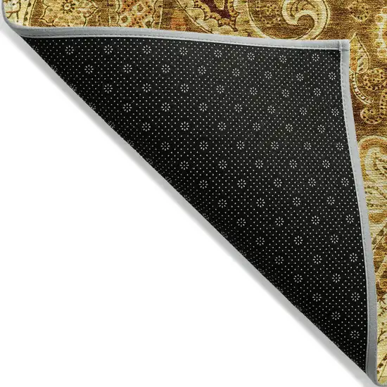 Terra Cotta Brown And Gold Floral Medallion Washable Indoor Outdoor Area Rug Photo 3