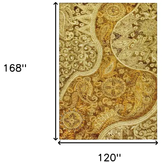 Terra Cotta Brown And Gold Floral Medallion Washable Indoor Outdoor Area Rug Photo 8