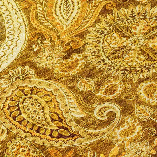 Terra Cotta Brown And Gold Floral Medallion Washable Indoor Outdoor Area Rug Photo 6