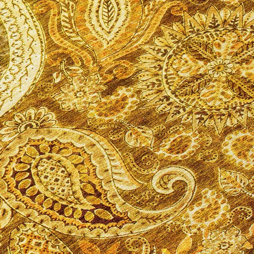 Terra Cotta Brown And Gold Floral Medallion Washable Indoor Outdoor Area Rug Photo 6