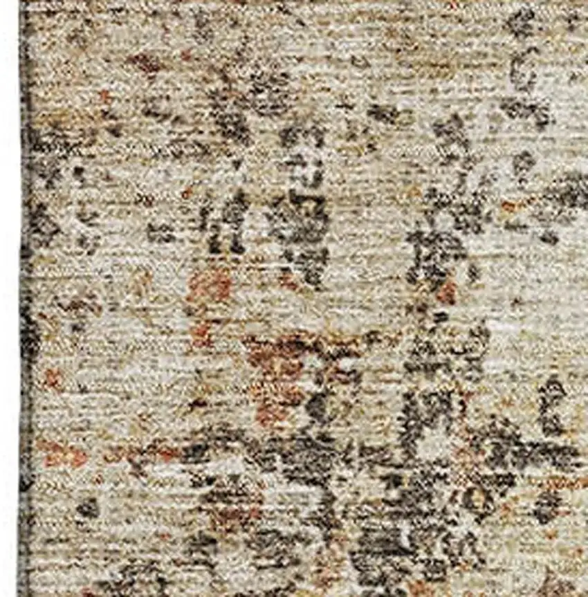 Terra Cotta Brown And Gray Abstract Washable Area Rug With UV Protection Photo 4