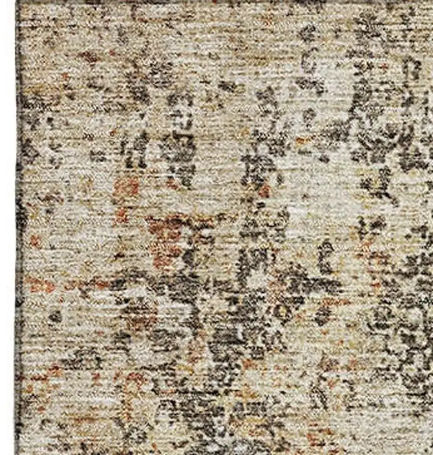 Terra Cotta Brown And Gray Abstract Washable Area Rug With UV Protection Photo 5