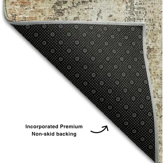 Terra Cotta Brown And Gray Abstract Washable Area Rug With UV Protection Photo 4