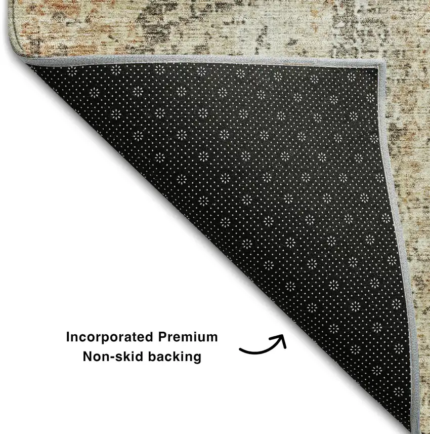 Terra Cotta Brown And Gray Abstract Washable Area Rug With UV Protection Photo 4