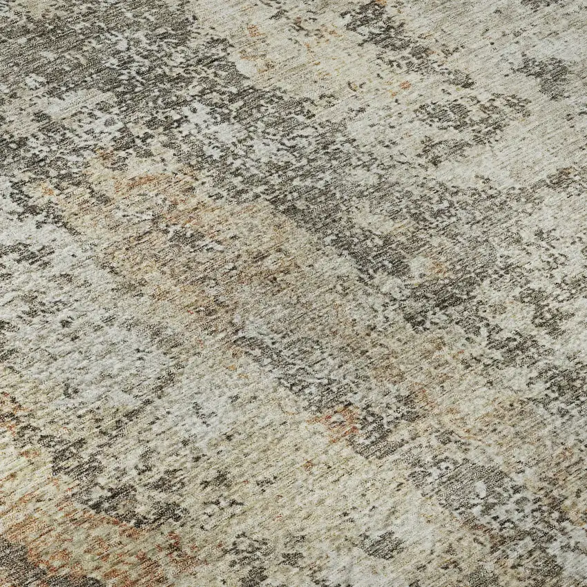 Terra Cotta Brown And Gray Abstract Washable Area Rug With UV Protection Photo 7