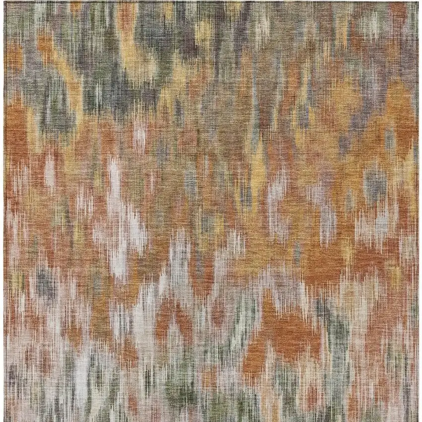 Terra Cotta Brown And Ivory Abstract Washable Indoor Outdoor Area Rug Photo 4