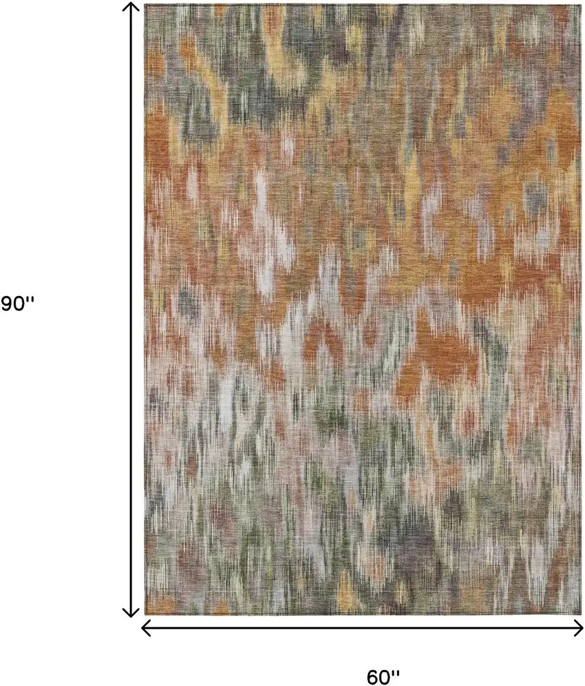 Terra Cotta Brown And Ivory Abstract Washable Indoor Outdoor Area Rug Photo 9