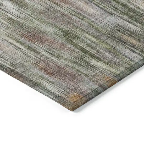 Terra Cotta Brown And Ivory Abstract Washable Indoor Outdoor Area Rug Photo 3