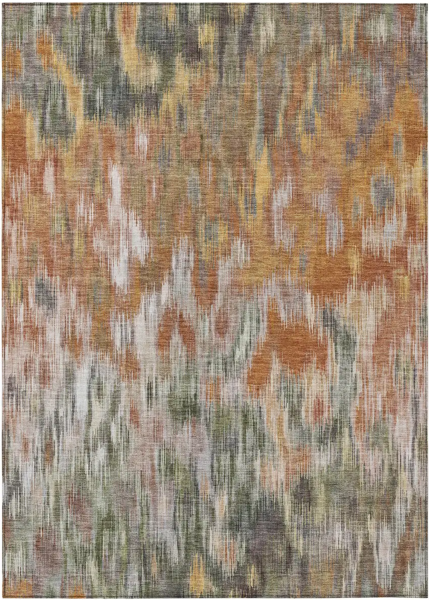 Terra Cotta Brown And Ivory Abstract Washable Indoor Outdoor Area Rug Photo 1