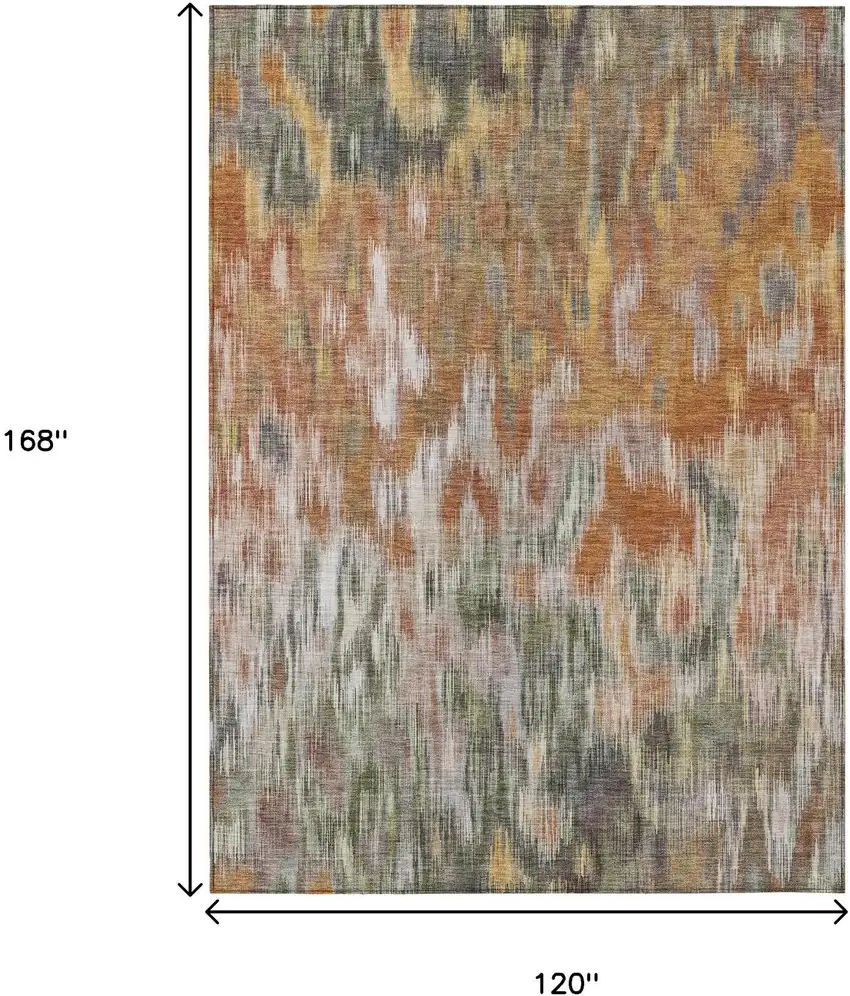 Terra Cotta Brown And Ivory Abstract Washable Indoor Outdoor Area Rug Photo 9