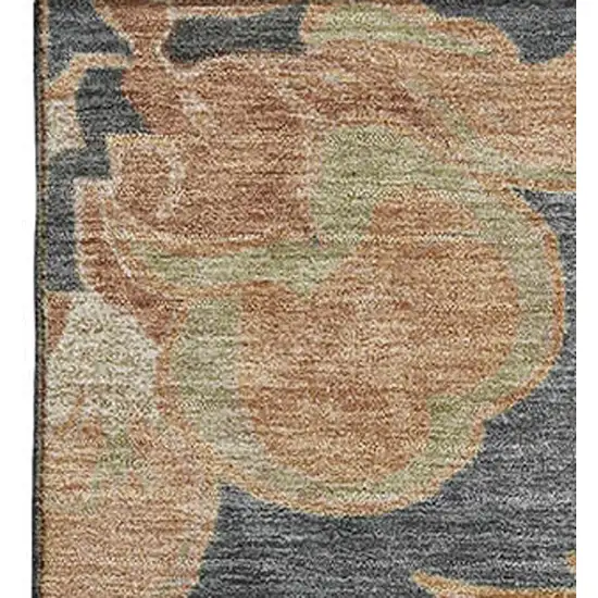 Terra Cotta Charcoal And Beige Floral Medallion Washable Area Rug With UV Protection Photo 3
