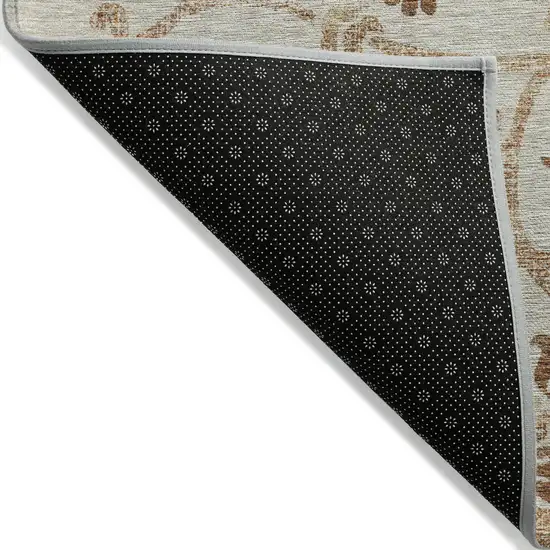 Terra Cotta Copper And Beige Floral Washable Indoor Outdoor Area Rug Photo 3
