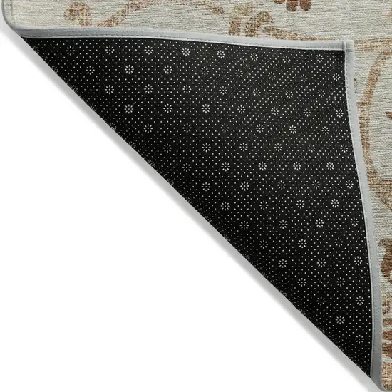 Terra Cotta Copper And Beige Floral Washable Indoor Outdoor Area Rug Photo 3