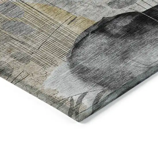 Terra Cotta Copper And Beige Floral Washable Indoor Outdoor Area Rug Photo 5