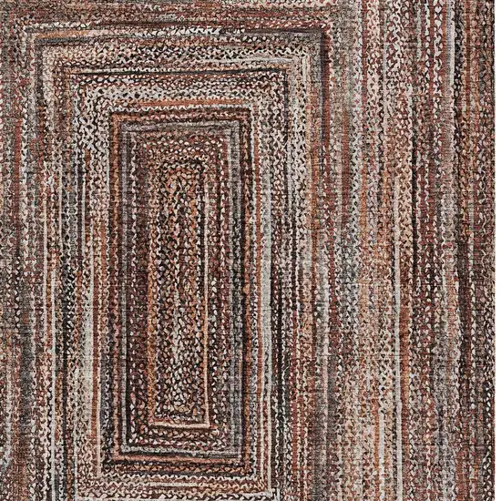 Terra Cotta Copper And Beige Geometric Washable Indoor Outdoor Area Rug Photo 5