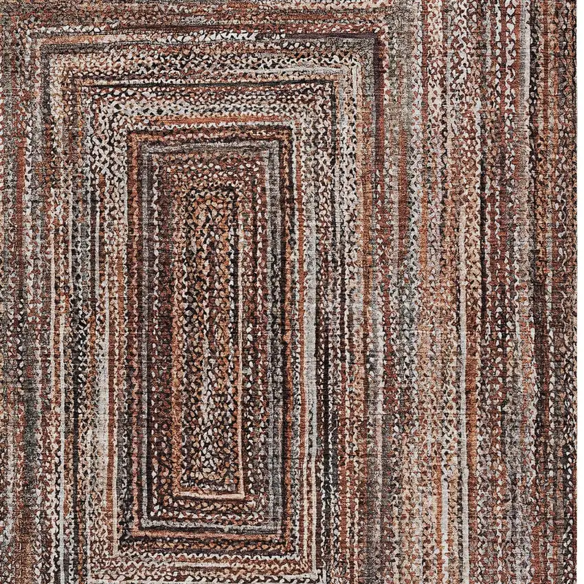 Terra Cotta Copper And Beige Geometric Washable Indoor Outdoor Area Rug Photo 5