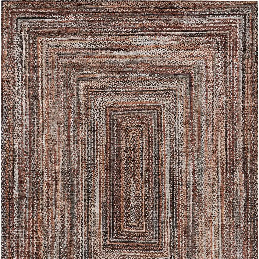 Terra Cotta Copper And Beige Geometric Washable Indoor Outdoor Area Rug Photo 6