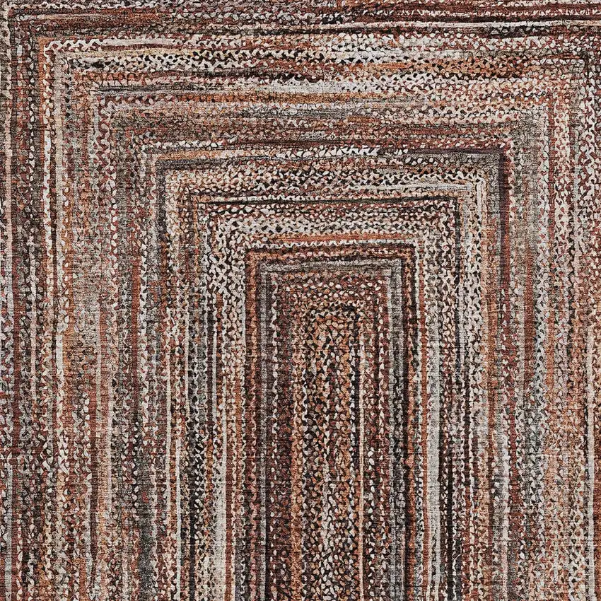 Terra Cotta Copper And Beige Geometric Washable Indoor Outdoor Area Rug Photo 9