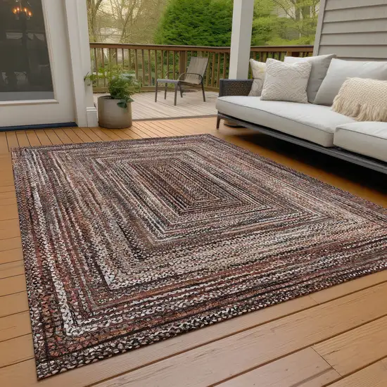 Terra Cotta Copper And Beige Geometric Washable Indoor Outdoor Area Rug Photo 7