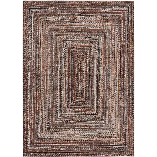 Terra Cotta Copper And Beige Geometric Washable Indoor Outdoor Area Rug Photo 1