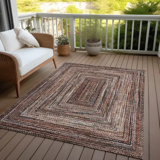 Terra Cotta Copper And Beige Geometric Washable Indoor Outdoor Area Rug Photo 5