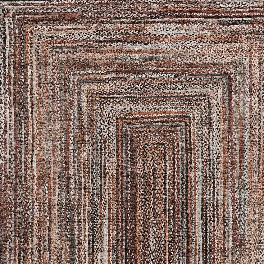 Terra Cotta Copper And Beige Geometric Washable Indoor Outdoor Area Rug Photo 4