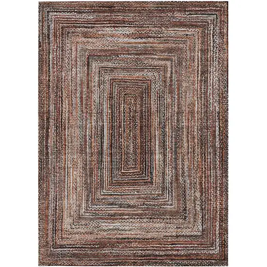 Terra Cotta Copper And Beige Geometric Washable Indoor Outdoor Area Rug Photo 5
