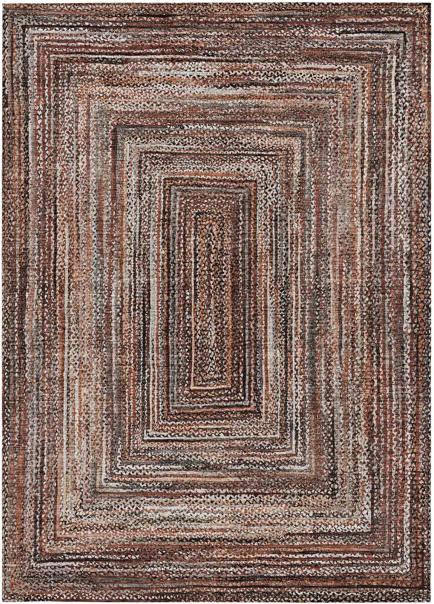 Terra Cotta Copper And Beige Geometric Washable Indoor Outdoor Area Rug Photo 5