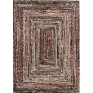 Photo of Terra Cotta Copper And Beige Geometric Washable Indoor Outdoor Area Rug