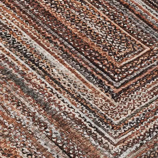 Terra Cotta Copper And Beige Geometric Washable Indoor Outdoor Area Rug Photo 6