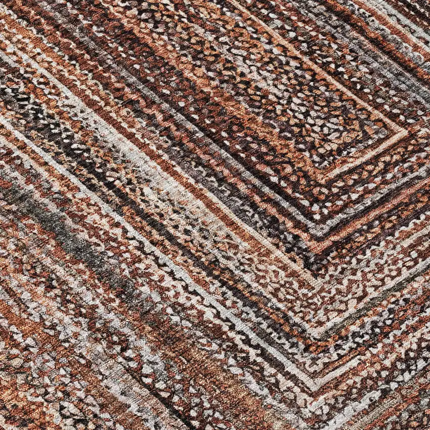 Terra Cotta Copper And Beige Geometric Washable Indoor Outdoor Area Rug Photo 6