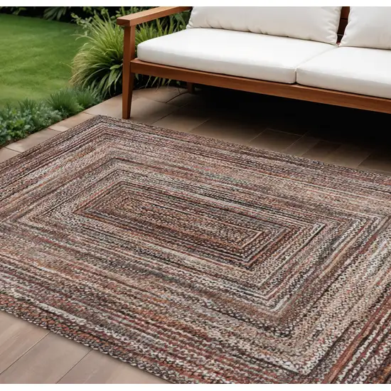 Terra Cotta Copper And Beige Geometric Washable Indoor Outdoor Area Rug Photo 2
