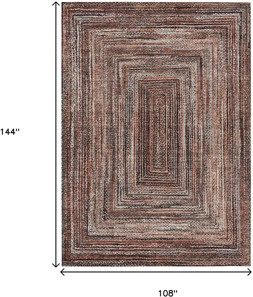 Terra Cotta Copper And Beige Geometric Washable Indoor Outdoor Area Rug Photo 7