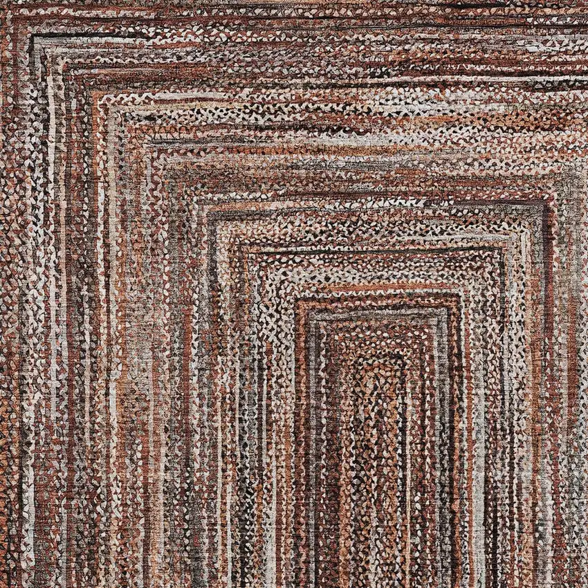 Terra Cotta Copper And Beige Geometric Washable Indoor Outdoor Area Rug Photo 5