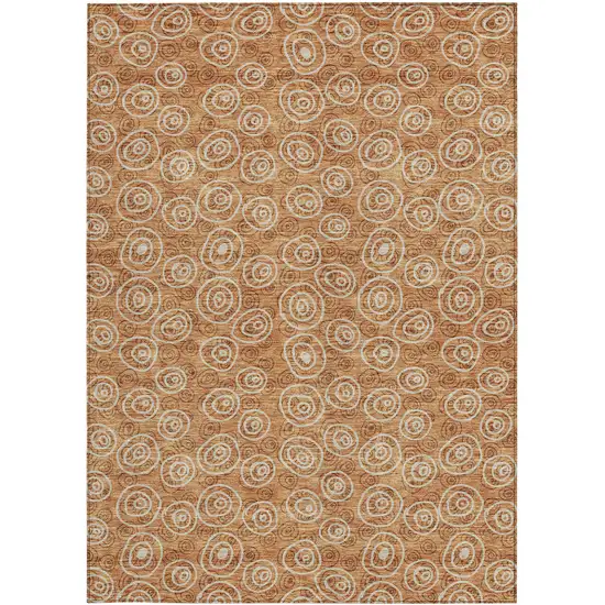 Terra Cotta Copper And Beige Geometric Washable Indoor Outdoor Area Rug Photo 5