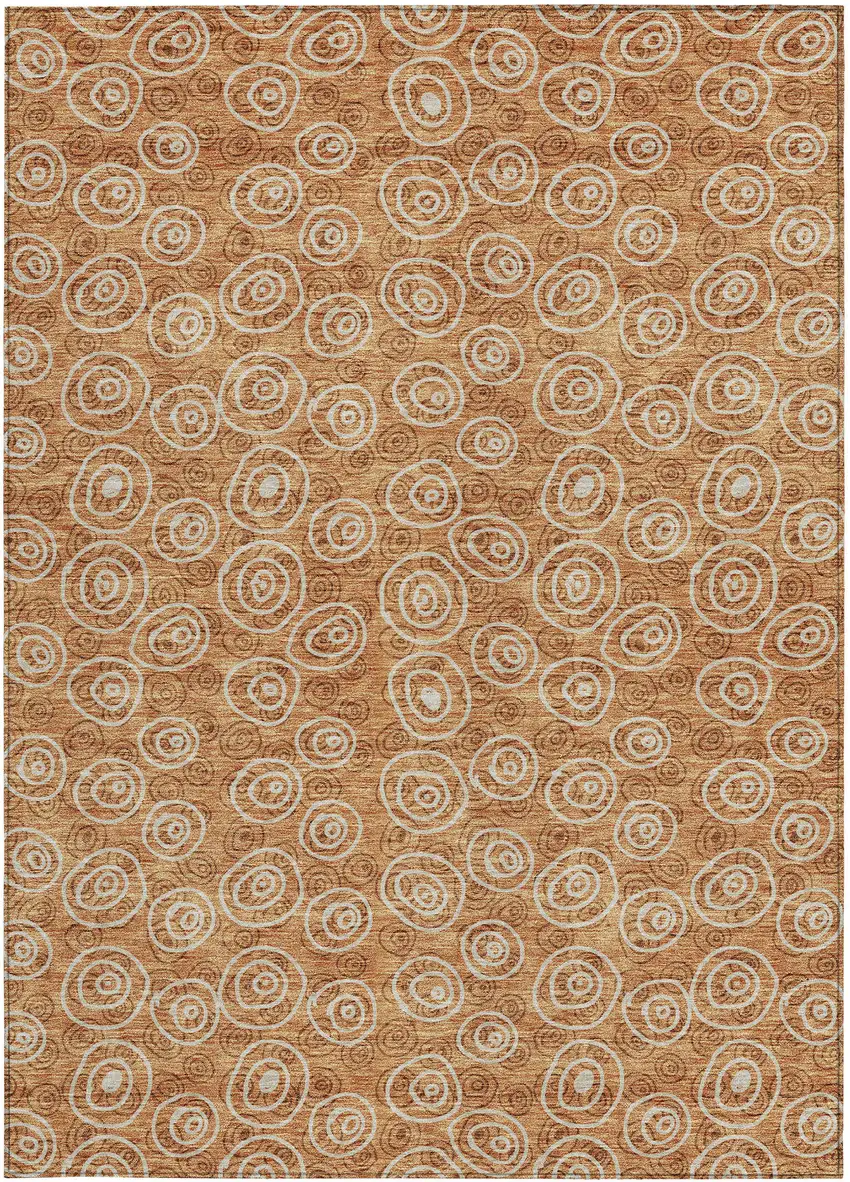 Terra Cotta Copper And Beige Geometric Washable Indoor Outdoor Area Rug Photo 5