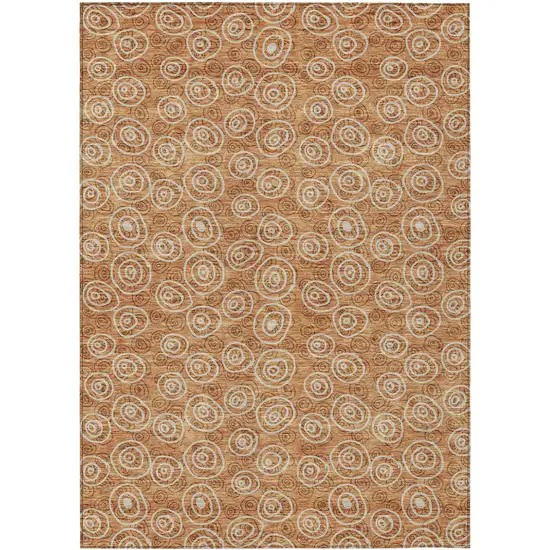 Terra Cotta Copper And Beige Geometric Washable Indoor Outdoor Area Rug Photo 1