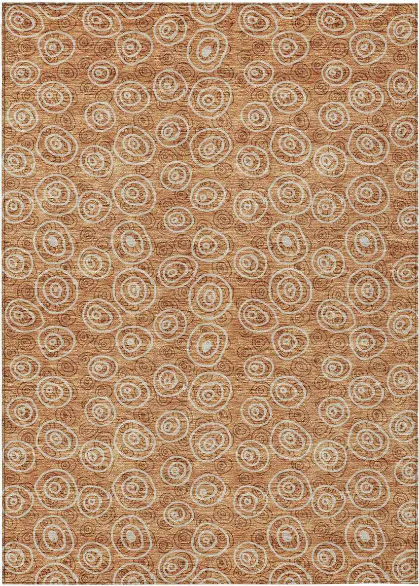 Terra Cotta Copper And Beige Geometric Washable Indoor Outdoor Area Rug Photo 1