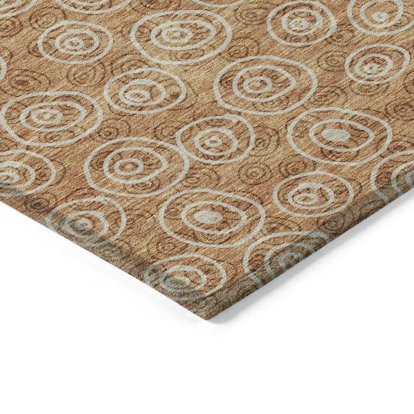 Terra Cotta Copper And Beige Geometric Washable Indoor Outdoor Area Rug Photo 5