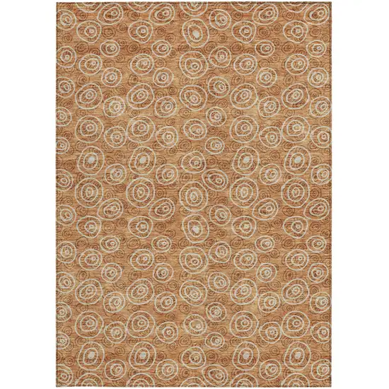 Terra Cotta Copper And Beige Geometric Washable Indoor Outdoor Area Rug Photo 5