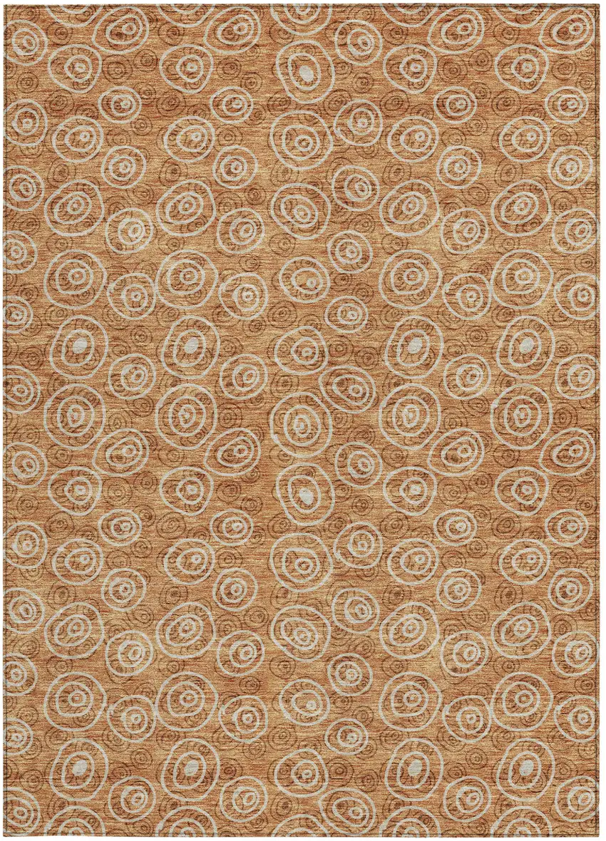 Terra Cotta Copper And Beige Geometric Washable Indoor Outdoor Area Rug Photo 5