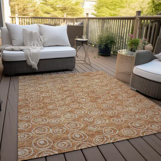 Terra Cotta Copper And Beige Geometric Washable Indoor Outdoor Area Rug Photo 9