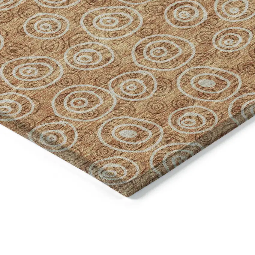 Terra Cotta Copper And Beige Geometric Washable Indoor Outdoor Area Rug Photo 3