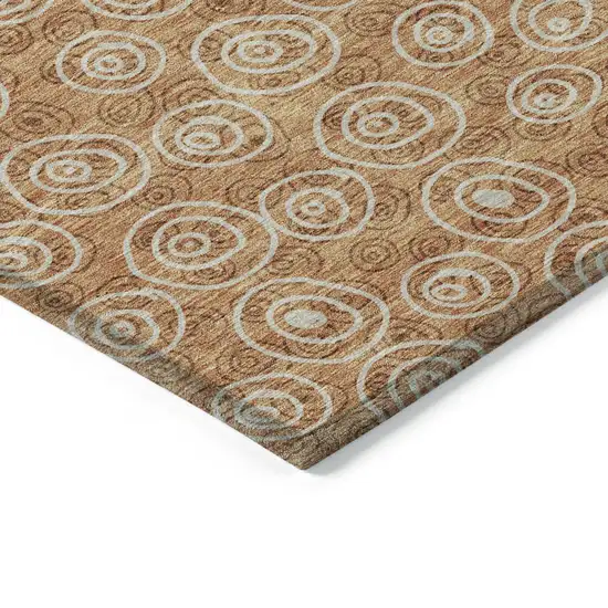 Terra Cotta Copper And Beige Geometric Washable Indoor Outdoor Area Rug Photo 3