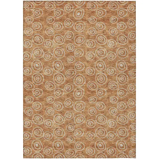 Terra Cotta Copper And Beige Geometric Washable Indoor Outdoor Area Rug Photo 2