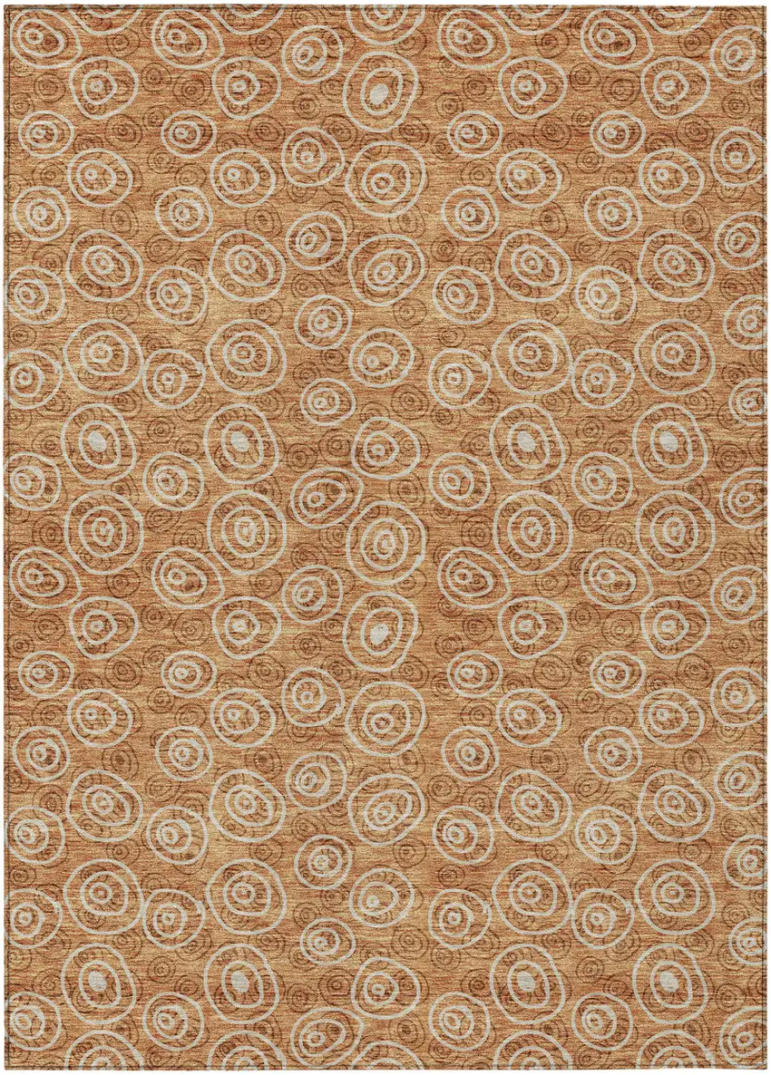 Terra Cotta Copper And Beige Geometric Washable Indoor Outdoor Area Rug Photo 2