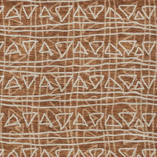 Terra Cotta Copper And Beige Geometric Washable Indoor Outdoor Area Rug Photo 5