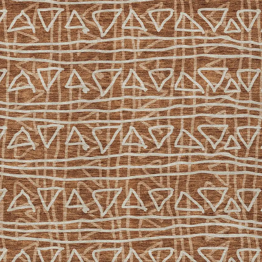 Terra Cotta Copper And Beige Geometric Washable Indoor Outdoor Area Rug Photo 5