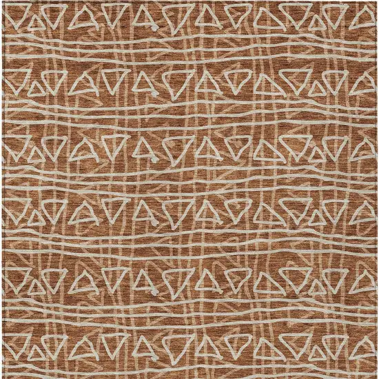 Terra Cotta Copper And Beige Geometric Washable Indoor Outdoor Area Rug Photo 6